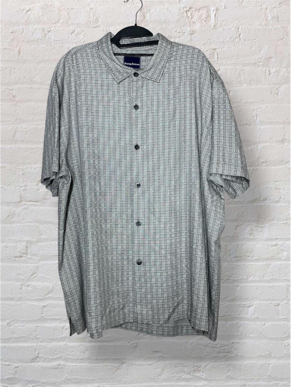 Tommy Bahama 100% Silk Plaid Camp Shirt Resortwear Quiet Lux